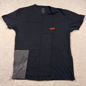 10 Deep Mens Small Black Deconstructed Patchwork Camo Graphic T-Shirt
